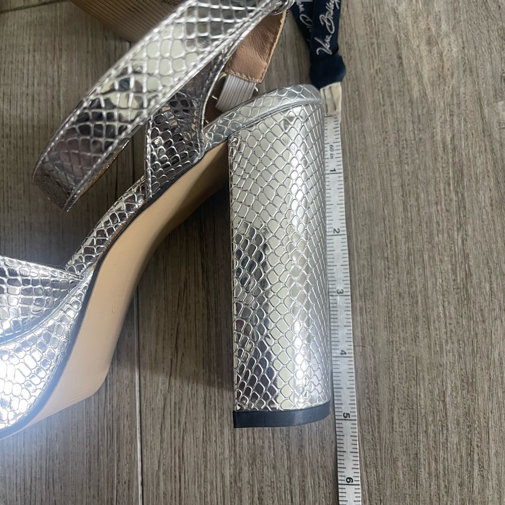 Silver Textured Heels with Ankle Straps - Picture 5 of 5